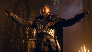 A Dragon's Dogma 2 character throws their arms in the air